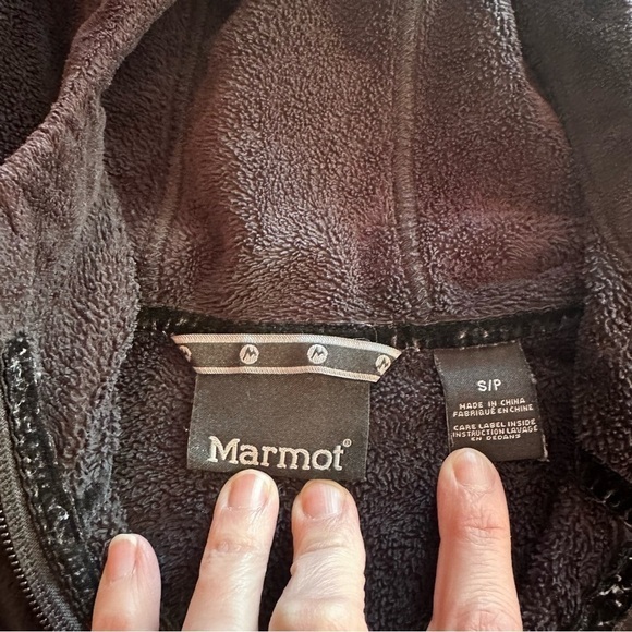Marmot Women’s Black Fleece Jacket With Hood Size Small - Picture 5 of 9